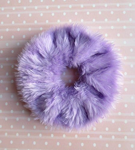 Faux Fur Scrunchies Pastel Grunge Purple Fluffy Hair Tie 90s Clueless Fuzzy Kawaii Handmade Large Ponytail Holder Lilac Fur Hair Band