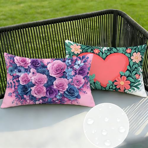 Housse de coussin 40x80 cm imperméable anti-tache lin violet pour canapé extérieur - 5