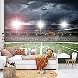 VGHUYEVOGERE Modern Wallpaper Murals 3D American Football satdium Peel and Stick Removable Self-Adhesive PVC Wall Stickers for Nursery Kids Bedroom TV Wall Decor