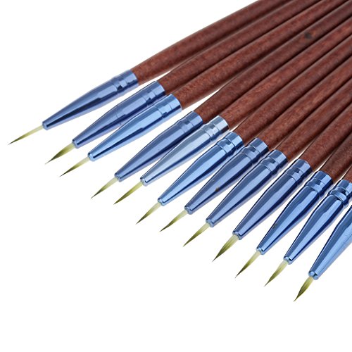 LYLA Set OF 12PCS Professional Multipurpose Liquid Eyeliner Brushes Beauty Supplies Cosmetic Tool Blue Brown 4.7 inch | Health & Beauty | Makeup | Makeup Tools & Accessories | Brushes