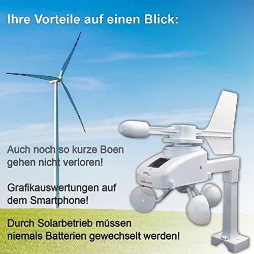 Foto von Technoline Alerts MA 10660 Windsensor, Zusatzsensor, Datenübertragung auf das Smartphone, Alarmierung via Push-Mitteilung weiß, 18,5 x 30 x 20,5 cm
