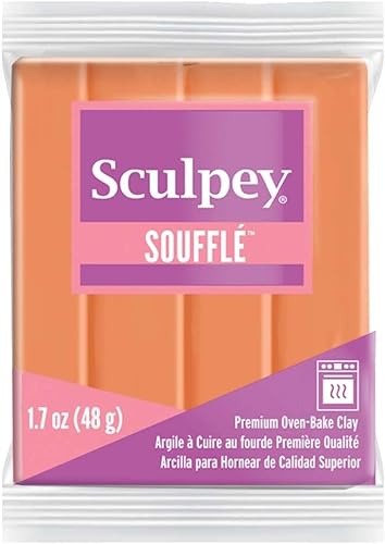Sculpey Soufflé - Arcilla de horno de polímero para horno, naranja calabaza, no tóxica, barra de 1.7 onzas, ideal para la fabricación de joyas,