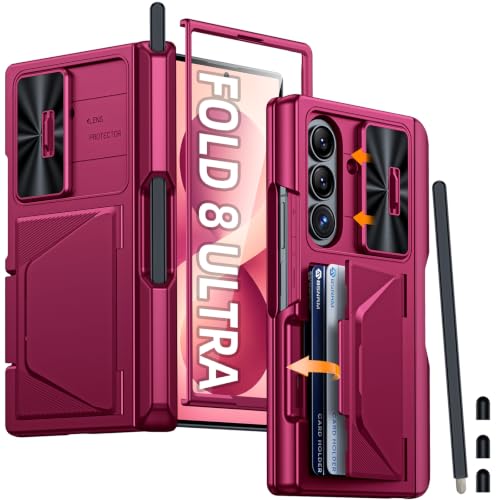 Image of for Samsung Galaxy Z Fold 8 Ultra Case Wallet, Screen Protector,S-Pen | Card Holder RFID Blocking, Slide Lens Cover, Hinge Protection, Shockproof Phone Cover for Z Fold 8 Ultra (Rose Red)