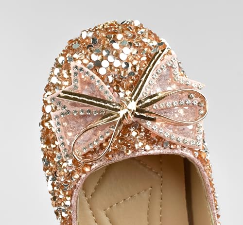 QUNUNOIRE-Prinzessin Schuhe Mädchen Glitzer Kinder Pailletten Cosplay Hochzeiten Klett Elegante Gold 33