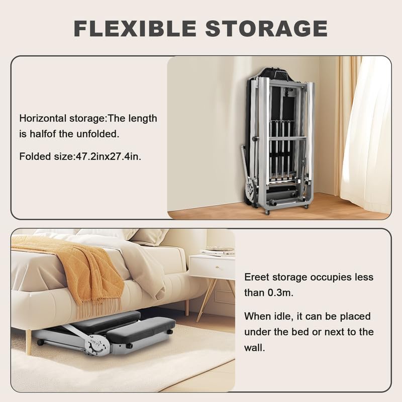 Foldable Pilates Reformer, Home Pilates Reformer Machine with 5 Metal Resistance Springs, Maximum Tension 150 lbs Pilates Equipment Exerciser for Home Workout and Gym