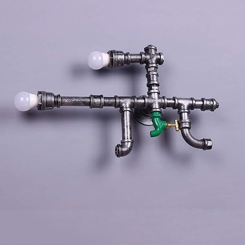 Miniatura 2 de Lámpara de pared de Hierro de Metal Estilo Steampunk Retro Americano con tubería de agua industrial, lámpara de pared con Base E27 con personalidad