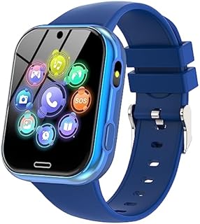 Smart Watch Kinder Telefon Uhr, Smartwatch für Mädchen Jungen mit Spiele Schrittzähler Anruf SOS Musik Kamera Wecker, Kinderuhr Telefonieren für Kids 3-12 Jahre Geschenke, Kids Smart Watch (Blau)