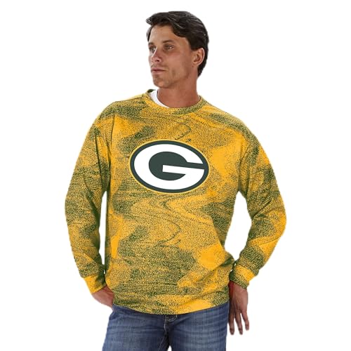 Zubaz NFL Men's Static Crew Neck Sweatshirt, Green Bay Packers Small