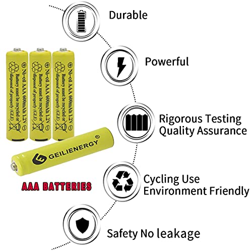 Oxwinou Nicd Aaa 1.2V 600Mah Aaa Triple A Rechargeable Batteries For Solar Light Solar Lamp Garden Light Outdoor Solar Light Batteries(Yellow 4 Pcs) #TOP4