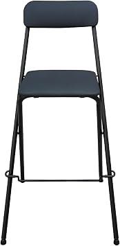 Black Folding Bar Stool with Backrest, Foldable Leather Cushion Counter High Stool, Foldable Office Chair, Kitchen Gardening Shop75cm/30inch
