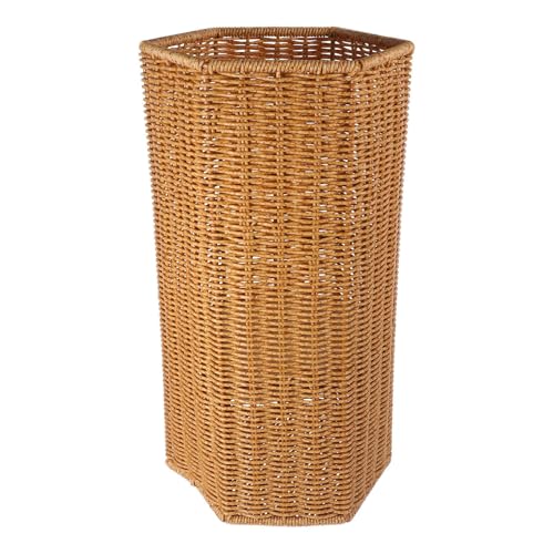 Porte-parapluies imitation rotin en fer tressé, design haut de gamme