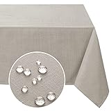 Rectangle Tablecloth Linen Table Clothes For Rectangle Tables 60 x 84 Inch Wrinkle Resistant and Waterproof Washable Linen Fabric Table Cover for Dining Room and Outdoor Use, Taupe, 60 x 84 Inch