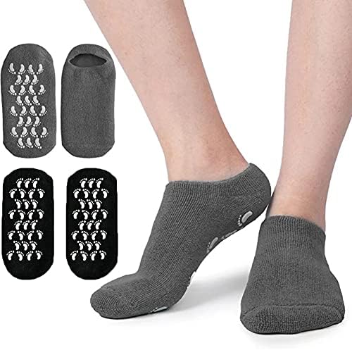2 Pairs Short Moisturizing Socks, WalTok Cotton Spa Gel Moisture Socks Gel Inner Lining Infused with Essential Oils, Best for Repairing Softening Dry Cracked Feet Skins Overnight