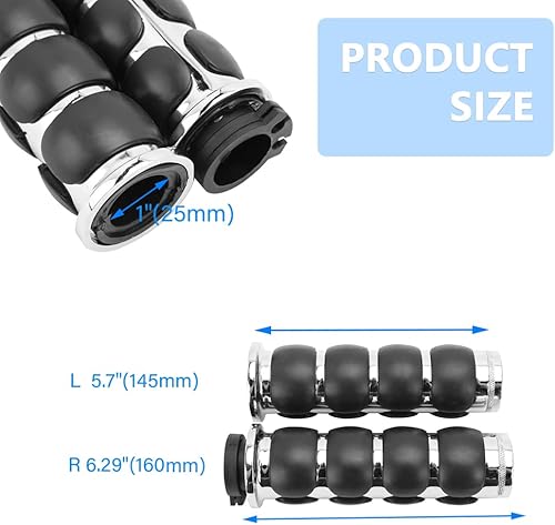 Miniatura 4 de DREAMIZER 25.4MM Motorcycle Handlebar Grips 1 inch Compatible with Honda Shadow Spirit 750 Valkyrie Fury VTX1300 VTX1800 VT400 VT750 VT1100 - Smooth