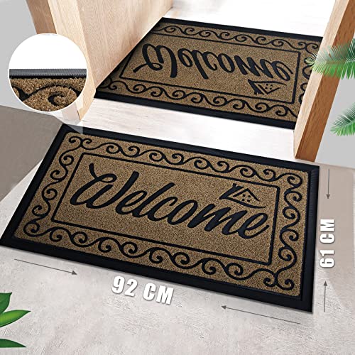 Paillasson extérieur 92x61 cm café résistant Yimobra - 3