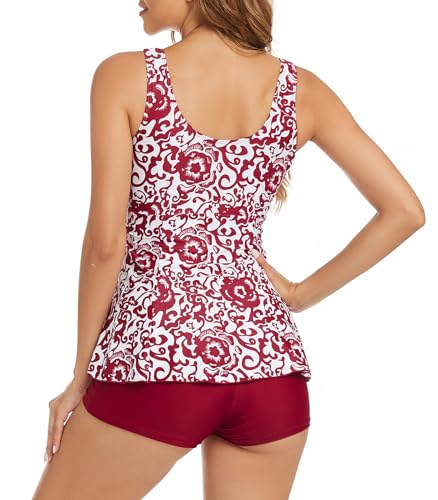 SEAFORM Tankini Swimsuits for Women Two Piece Tummy Control Bathing Suits Flowy Tankini Swimsuits Tank Top with Boyshorts3