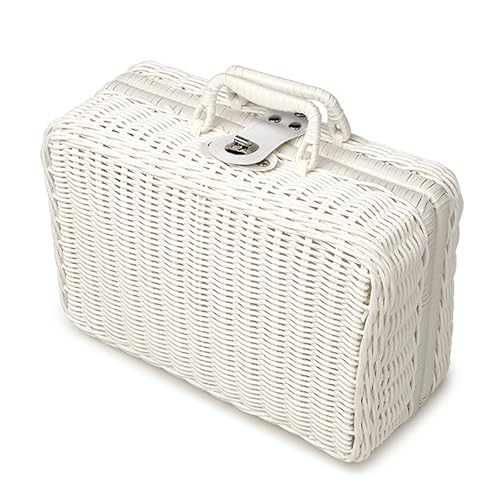 Geflochtener Rattan-Koffer Aufbewahrungskorb mit Griff, Gewebte...