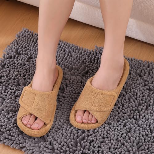 Image of shevalues Orthopedic Slippers for Women with Arch Support Adjustable Open Toe House Shoes for Plantar Fasciitis
