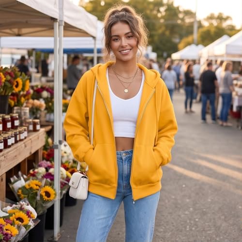 Elneeya Zip Up Hoodie Women Cute Gym Work Oversized Sweatshirt - image 2