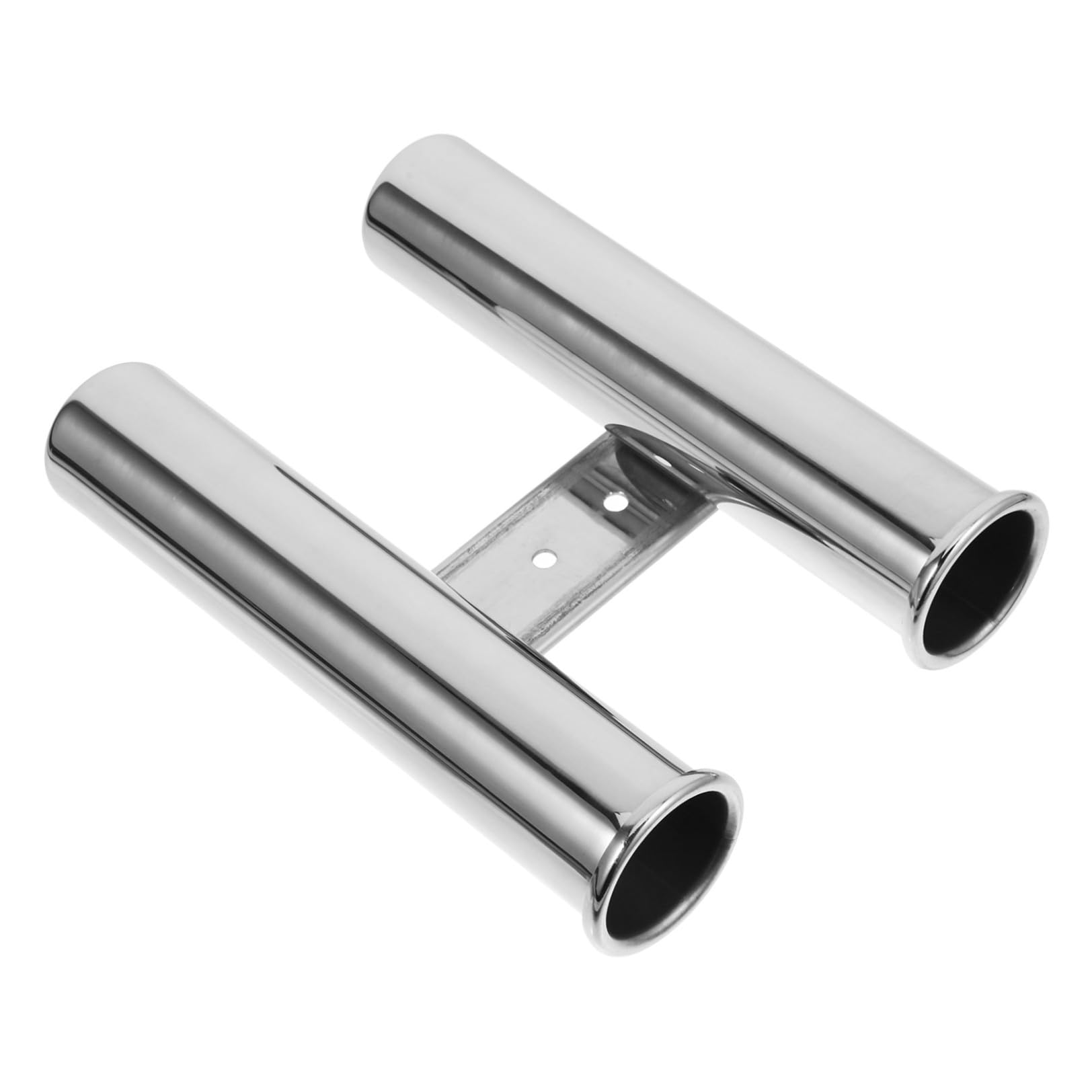Supporto Doppio per Canne da Metallo Inossidabile Argento, Porta Canna da Barca Robusto con Funzione di Drenaggio, per Pesca Sportiva Mare