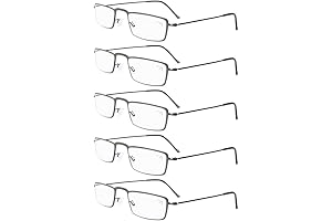 Eyekepper 5-Pack Stainless Steel Frame Wire Frame Reading Glasses Readers Gunmetal +1.50