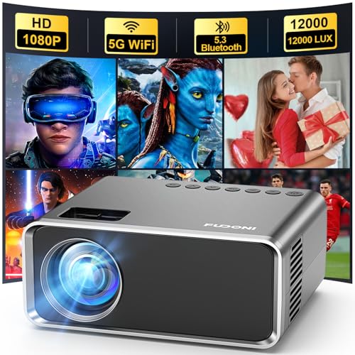 FUDONI Projector with WiFi and Bluetooth 4K Supported, Upgraded Outdoor Movie Projectors Native...