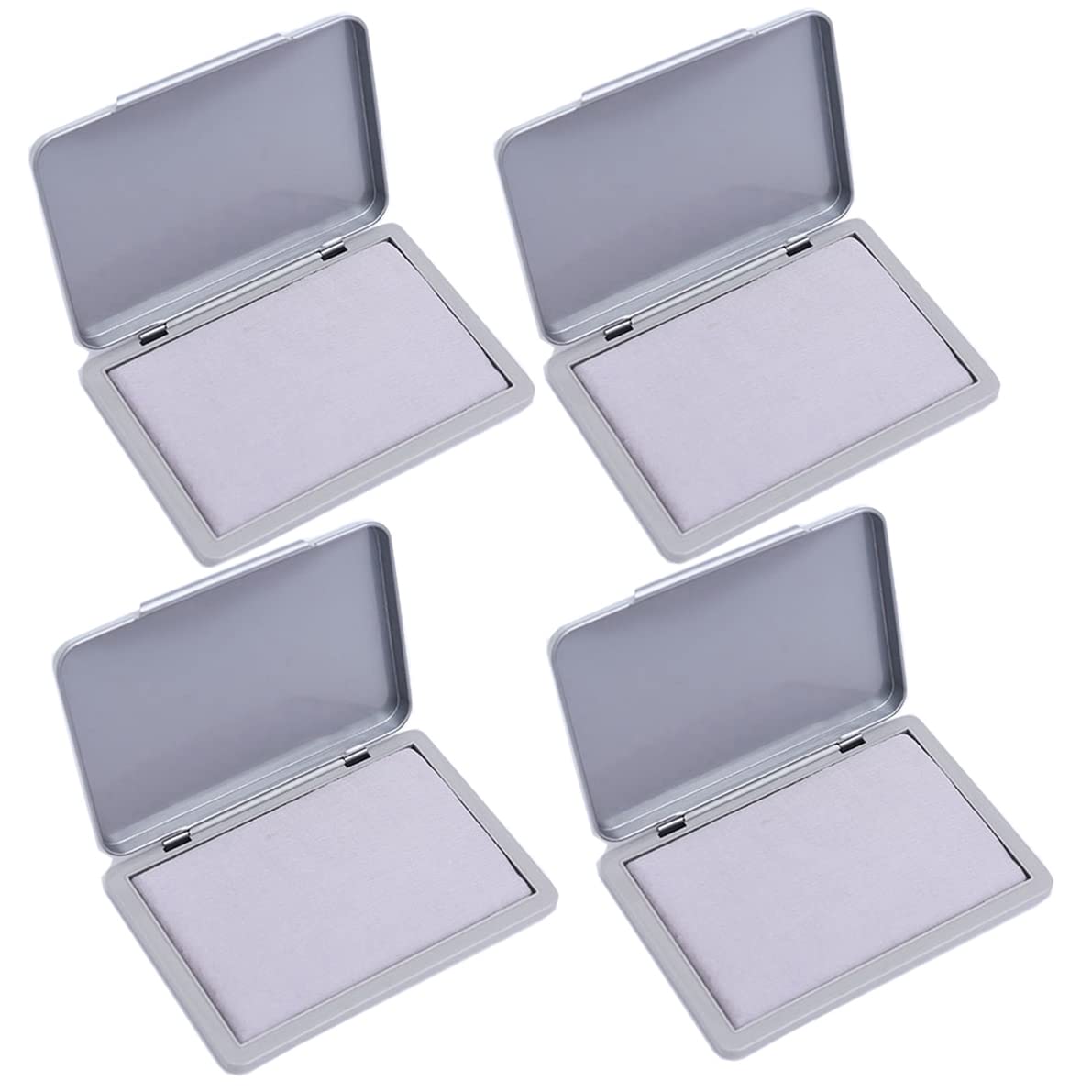 luzen 4Pcs Iron Box Blank Empty Ink Pad No Ink DIY Ink Stamp Pad for Ink Refill DIY Painting Scrapbooking Craft Project, Rectangular