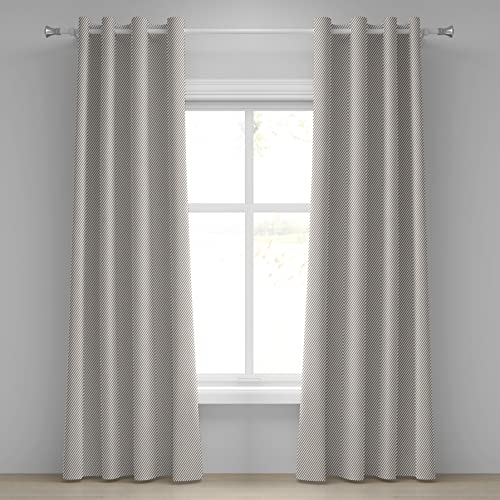 ABAKUHAUS rétro Rideau, Géométrique des Bandes étroites, Rideaux décoratifs à 2 Panneaux pour la Chambre à Coucher Le Salon, 2-Panel- 280 cm x 175 cm, Cacao Blanc