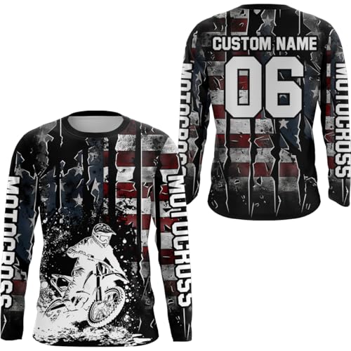 American Flag Motocross Jersey UPF30+ Kid Men Women Custom Dirt Bike Shirt Extreme Motorcycle Racing Jersey Long Sleeves (US, Alpha, Small, 5X-Large, Regular, Regular, Style 1)