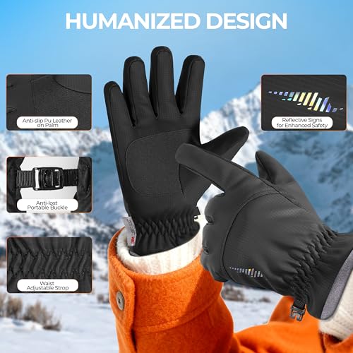 rivmount Kids Winter Gloves Ski Touchscreen Waterproof Warm for Boy Girl - image 6