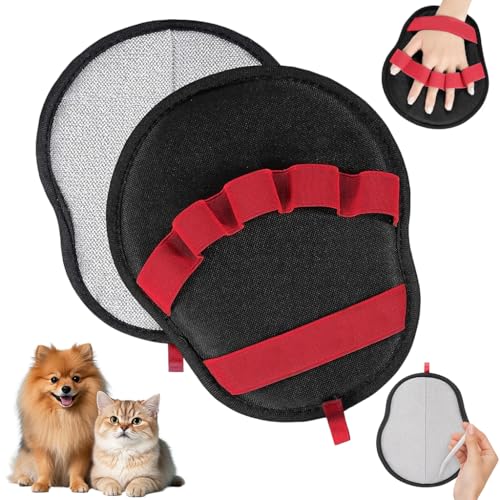 Image of Qpets Pet Hair Removal Glove, Static-Enhanced Pet Hair Removal Mitt with 5-Finger Design, Reusable Grooming Mitt Cleaning Glove for Furniture, Carpets, Car Seats for Dogs Cats (22x18.5x14.5cm)