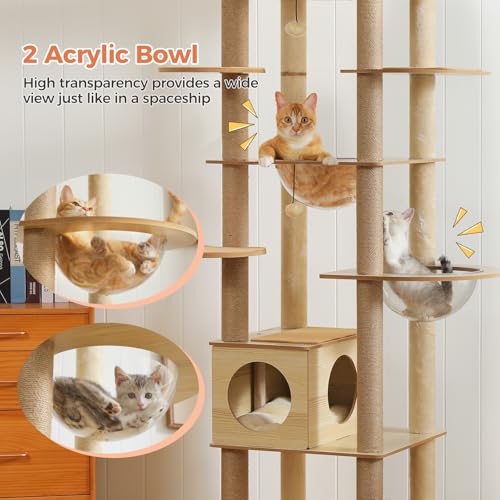 Árbol de gato de madera 71" alto para gatos grandes miniatura 3