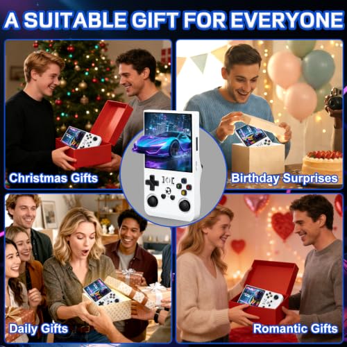 Image of R36MAX Video Game Console - 4.0-Inch Screen, Support 22000+Classic Games,128G TF Card,Portable Console with Open Source System,4000mAh Battery,Birthday Gift for Adult or Partner (White)