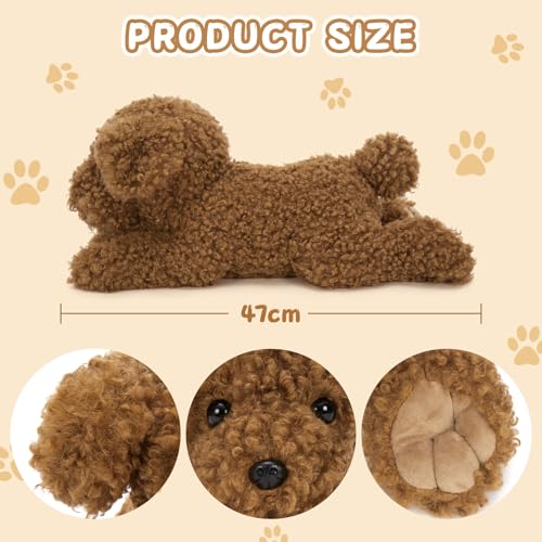 MorisMos riesen Pudel Teddyhund Kuscheltier XXL mit 3 welpen im Bauch, 47cm groß Pudel Hund Plüschtier Stofftier Kuscheltiere, Geburtstag Weihnachten Geschenk Kinder Baby