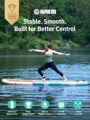 Image of Niphean Inflatable Stand Up Paddle Board with SUP Accessories, Anti-Slip EVA Deck, 10'6'' Inflatable Paddle Boards for Adults & Youth of All Skill Levels