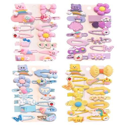 56 pcs Girl Hair Clips Cute Clips for Toddler Girls Hair Accessories for Kids Rabbit/Flower/Bow Colorful Patterns