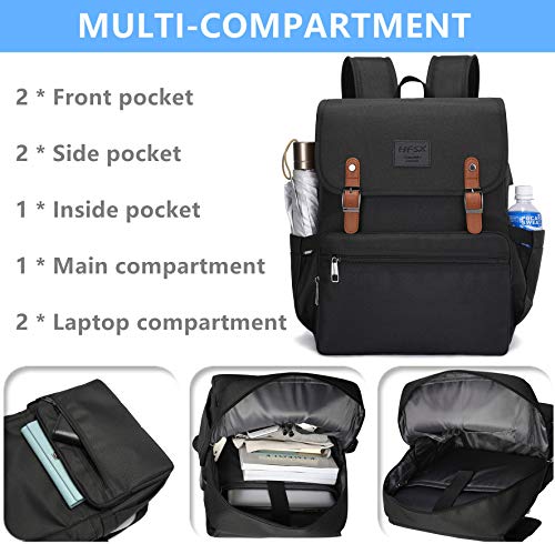 HFSX Laptop Backpack Men Women Vintage Backpack Bookbag College Backpacks Stylish Backpack Black Fits 15.6 Inch Laptop2
