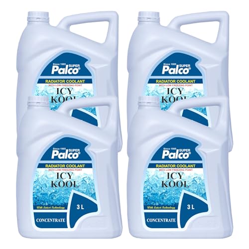 Image of PALCO Icy Kool Radiator Coolant for Car 3 Litre (Pack of 4), Advanced Low Freezing Point Antifreeze Green Concentrate Coolant for Engine