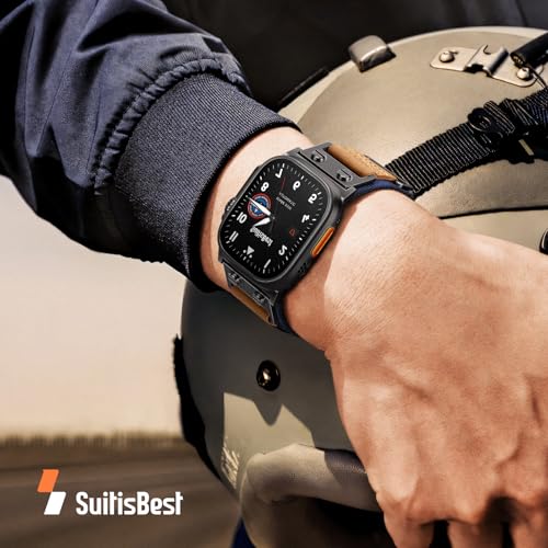 Image of Suitisbest Rugged Bands Compatible for Apple Watch Ultra Band 49mm 46mm 45mm 44mm 42mm(Series 3), 3 Ring Military Nylon Sport Durable Matel Strap for Women Men iWatch Ultra 10 9 8 7 6 5 4 3 SE