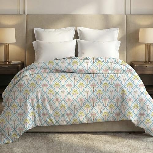 Image of MYTRIDENT Soft Comfort Comforter, 100% Cotton Cover, 200 GSM Fiber Filled Comforter, 88 Inches x 104 Inches, King Size Comforter, Printed, AC Blanket, Reversible - Fiona