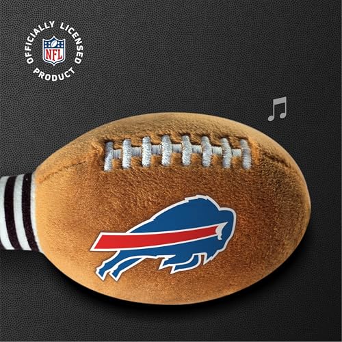 Image of Buffalo Bills Plush Football Rattle by Smilo - Officially Licensed NFL Baby Rattle Toy - Soft Baby Rattle with Bell - for Babies and Toddlers from 3 Months