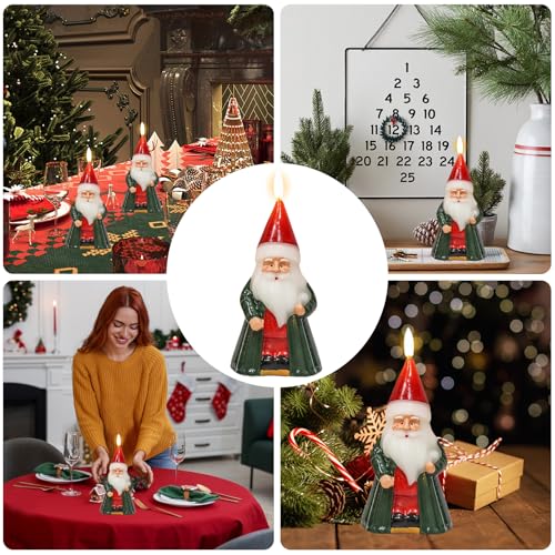 Image of Santa Claus Christmas Flameless Candles with 6 Hour Timer, Christmas Candles Battery Operated Hand Carved LED Flickering Candle with 3D Wick for Home Holiday Xmas Decorations