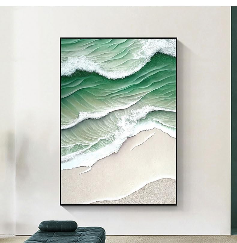 Tableau sur toile vagues océan peinture à l'huile originale, art mural contemporain