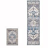DECOMALL FINEEN Rug Set for Kitchen, 2.5x9' Runner Rugs for Hallway Kitchen Lobby & Door Mat 2'x3' T