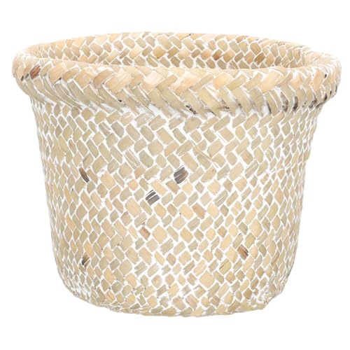 Baluue Cesta Papelera Tejida Estilo Rústico para Basura y Almacenamiento Multifuncional Contenedor de Resistente Diseño Natural para Baño y Hogar Xl Redondo