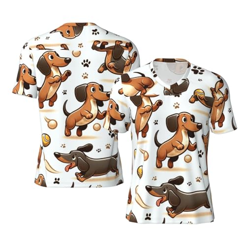 Stylish Athletic Sports Jersey Dachshund-Happy-Playtime Men's Rugby Jersey 3X-Large Black