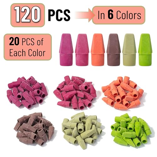 Image of Mr. Pen- Pencil Erasers Toppers, 120 Pack, Late Harvest Color Scheme, Latex Free, No Smudge, Mr Pen Erasers for Pencils