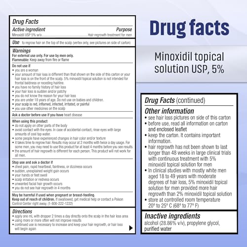 Image of Minoxidil Men's 5% Solution 2oz Tincture Bottle Clinically Proven to Regrow Hair, Topical Solution 5%, Hair Thinning Treatment (2 Fl Oz (Pack of 1))