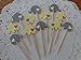 Light Yellow and Grey Elephant Cupcake Toppers - Yellow and Gray Elephants - Baby Shower Appetizer Picks - Gender Neutral Shower - (Set of 12)