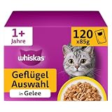 WHISKAS Nassfutter in Gelee für Katzen 120 x 85g Geflügel Auswahl